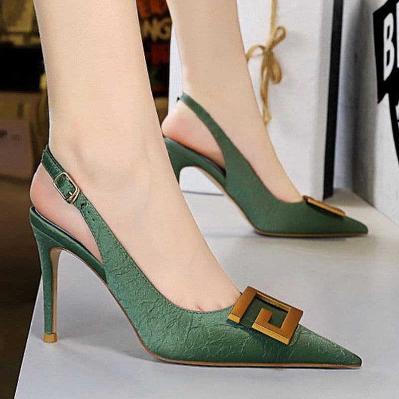 Metal Buckle Stiletto Heels Newgew
