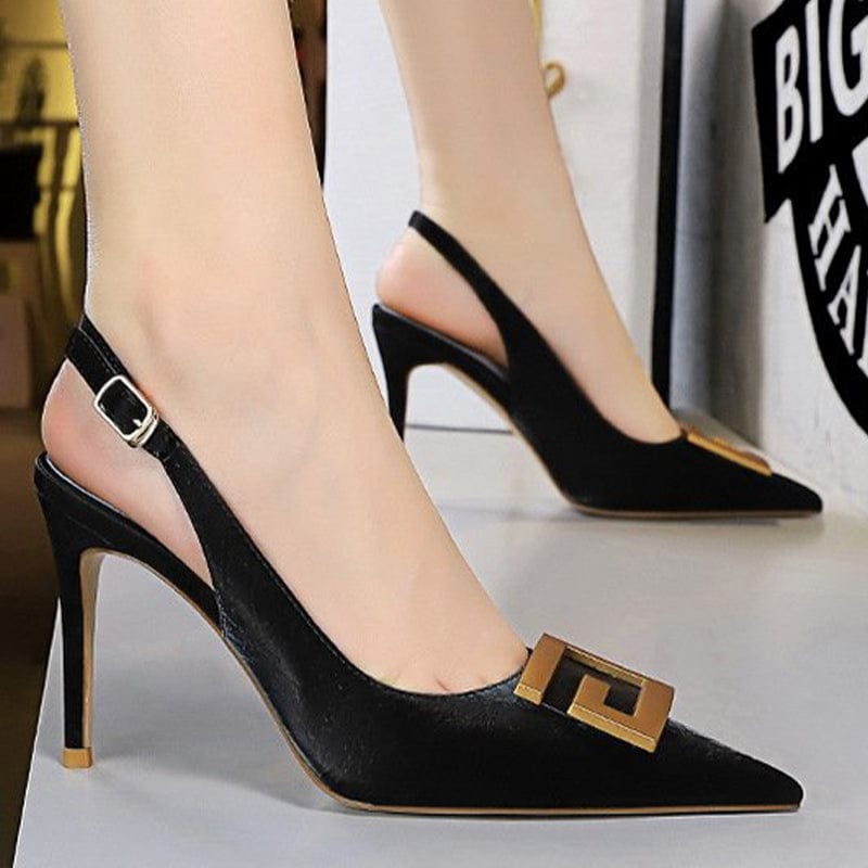 Metal Buckle Stiletto Heels Newgew