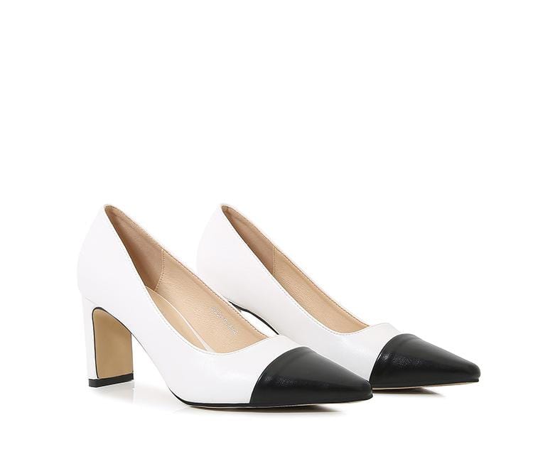 Two Tone Point Toe Hee Pumps Newgew