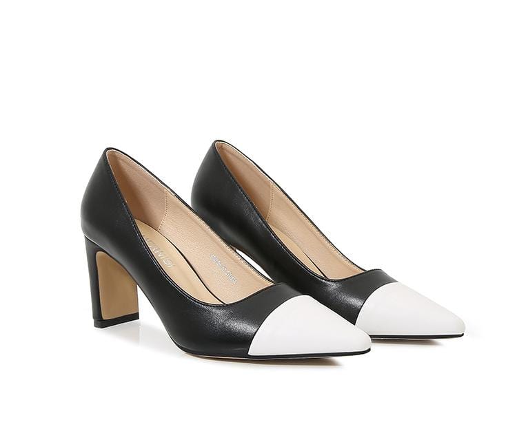 Two Tone Point Toe Hee Pumps Newgew