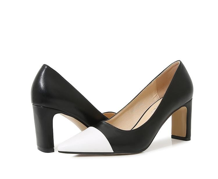 Two Tone Point Toe Hee Pumps Newgew