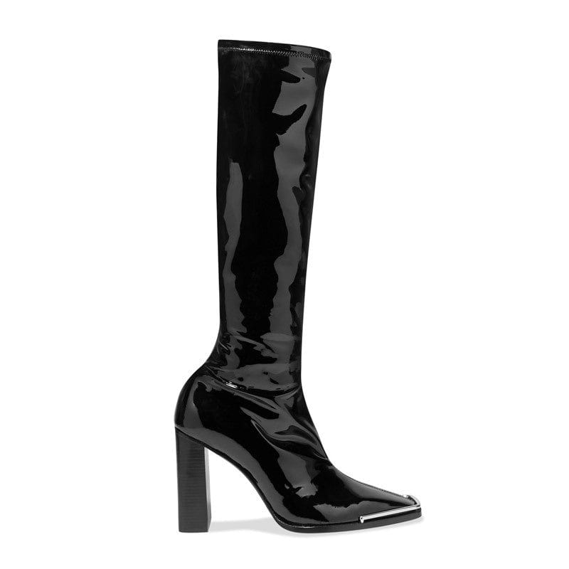 Chic Square-Toe Chunky Heeled Boots Newgew