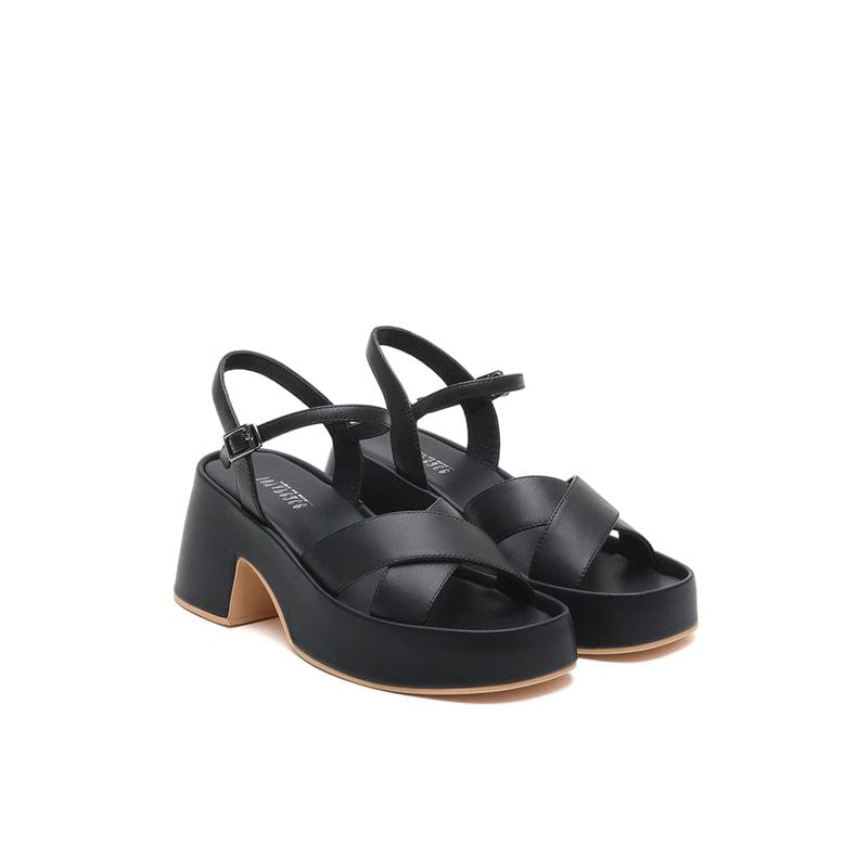 Joy&Peace Ankle Strap Cross Strap Heeled Sandals Newgew
