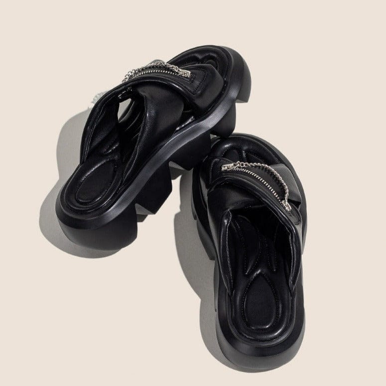 Checkerboark  Zipper Sandals Newgew