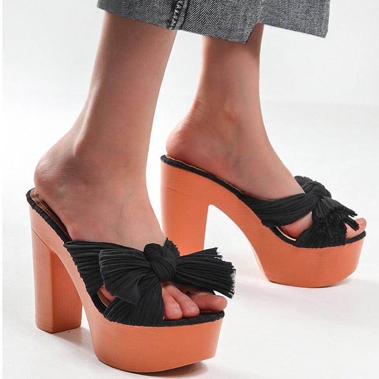 Bow Decor Heeled Sandals Newgew