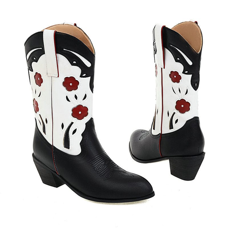 Western Flower Embroidered Cowboy Boots(Pre-Order) Newgew
