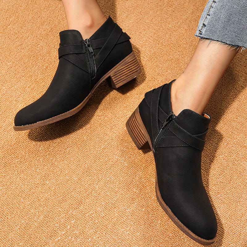 Round Toe Kitten Heel Boots Newgew