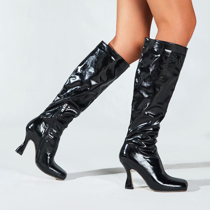Square-Toe Kitten Heel Boots Newgew