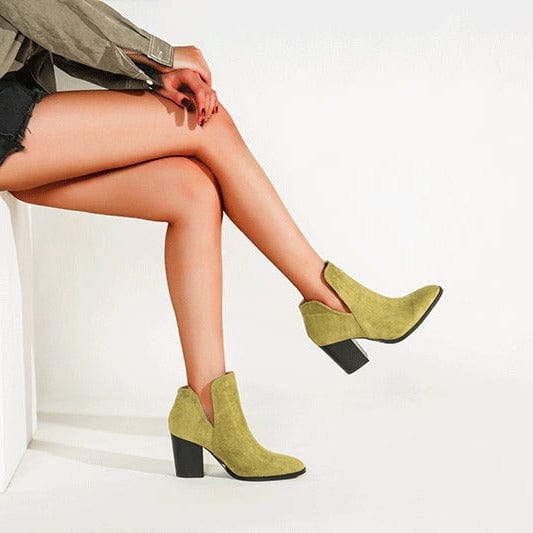 V Cut Block Heel Booties Newgew