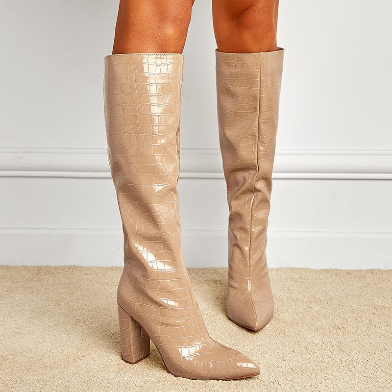 Minimalist Croc Embossed Classic Boots Newgew