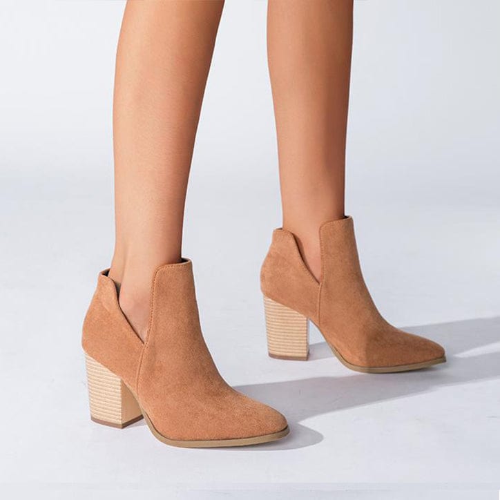 V Cut Block Heel Booties Newgew