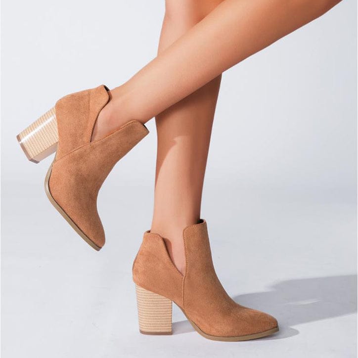 V Cut Block Heel Booties Newgew