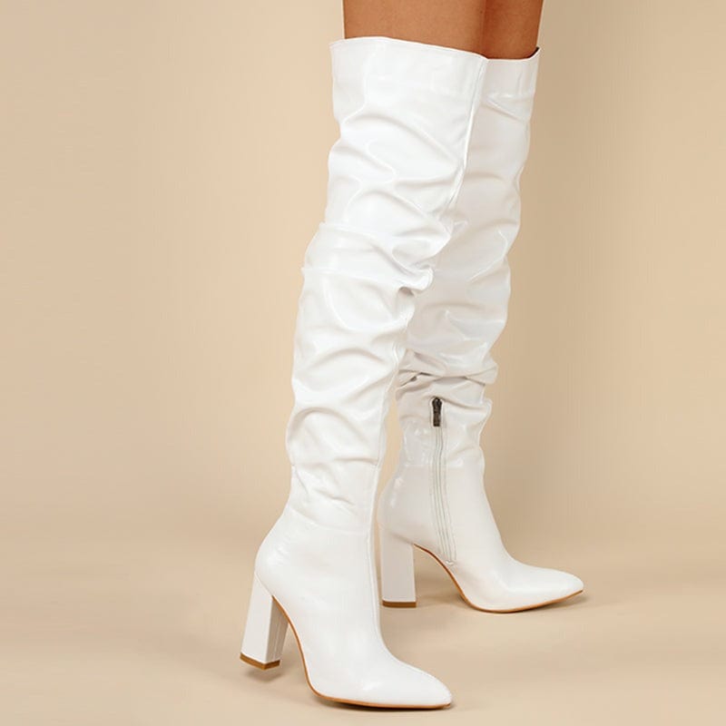Chunky Heeled Side Zip Slouchy Boots Newgew