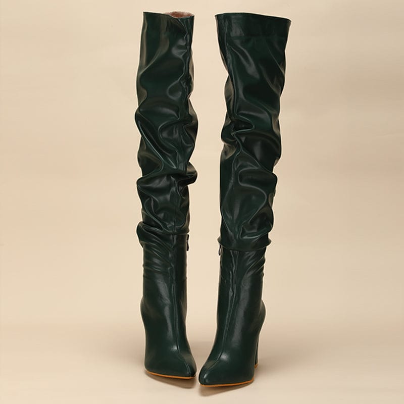 Chunky Heeled Side Zip Slouchy Boots Newgew