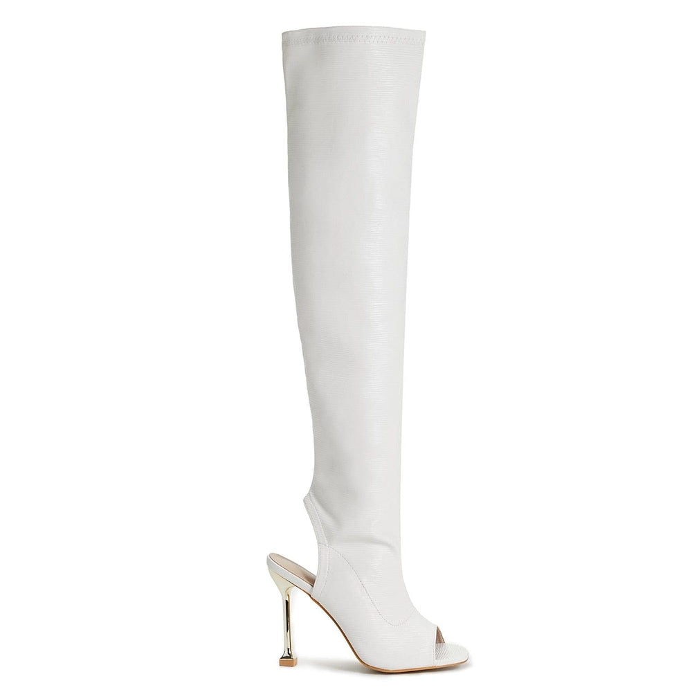 Peep Toe Over Knee Stiletto Heeled Boots Newgew