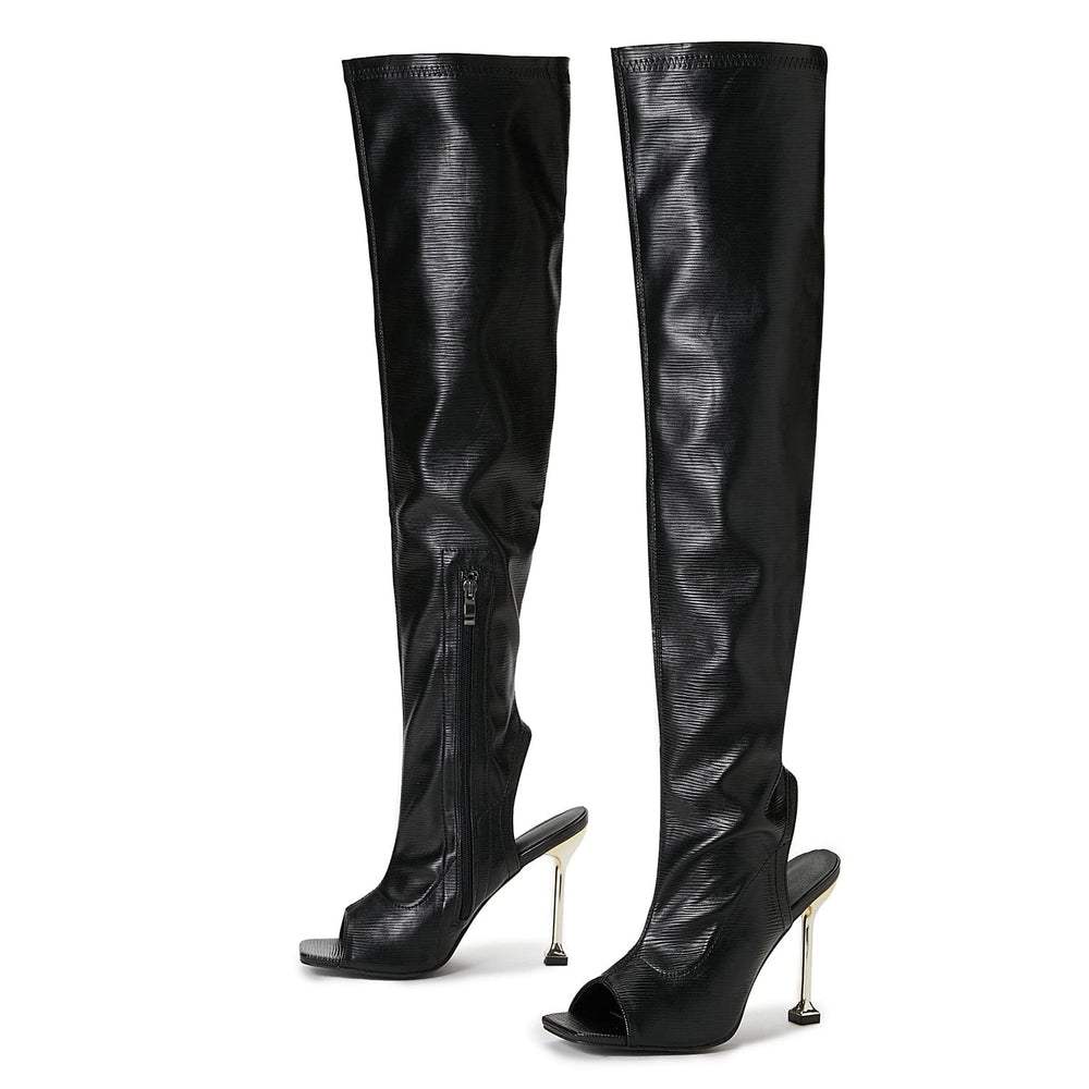 Peep Toe Over Knee Stiletto Heeled Boots Newgew