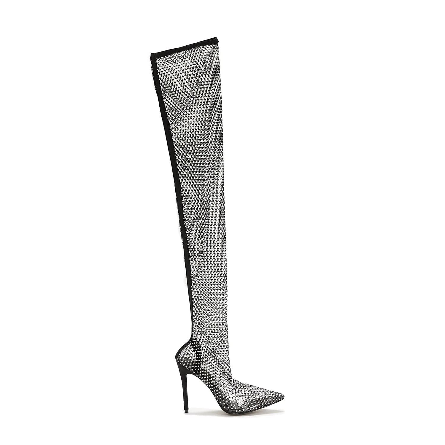 Pointed Toe Rhinestone Heel Boots Newgew