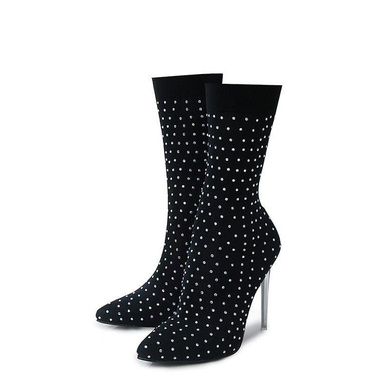 Rhinestone Decor Stiletto Heeled Boots Newgew