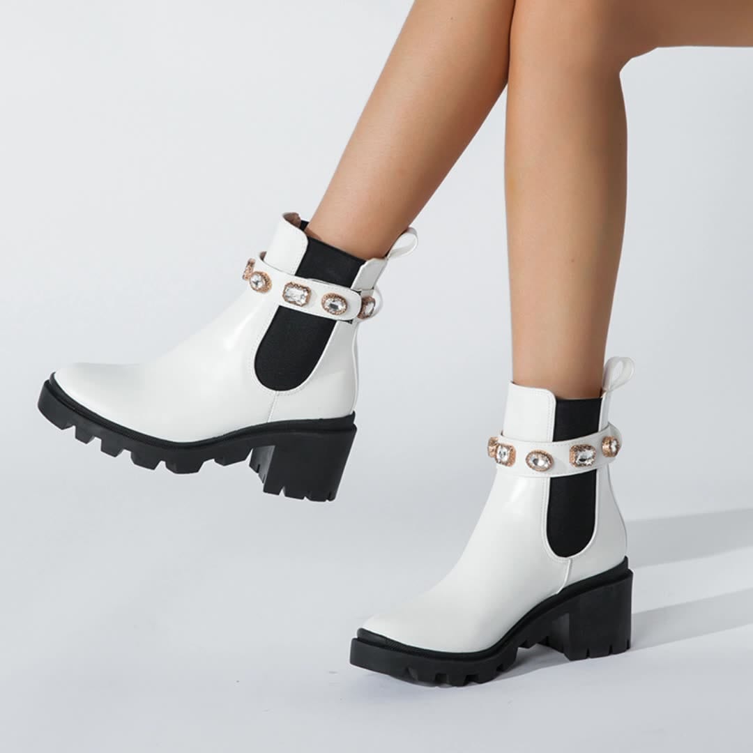 Round Toe Chunky Heel Boots Newgew