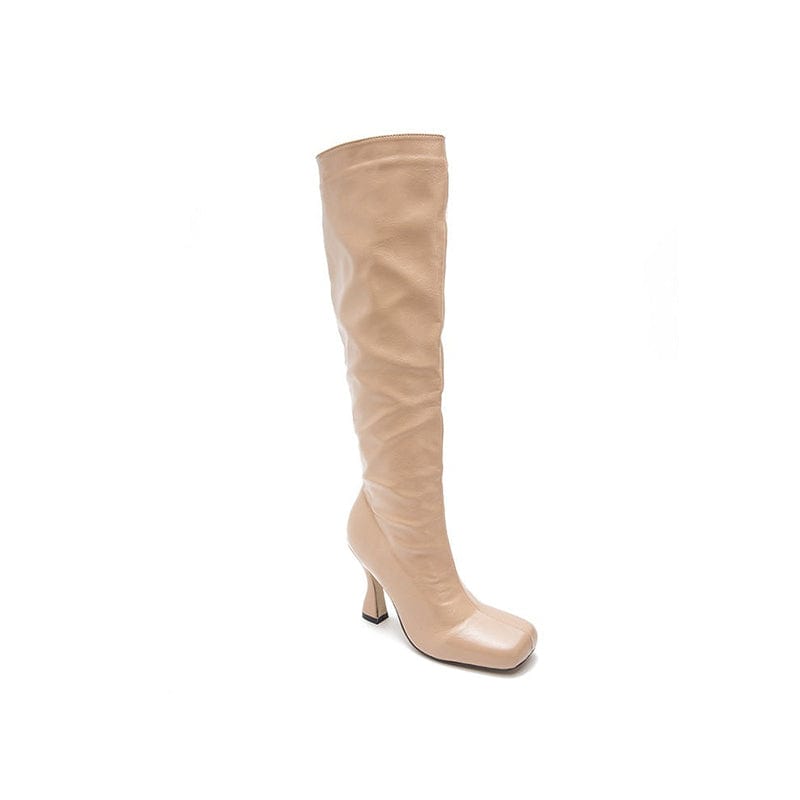 Square-Toe Kitten Heel Boots Newgew