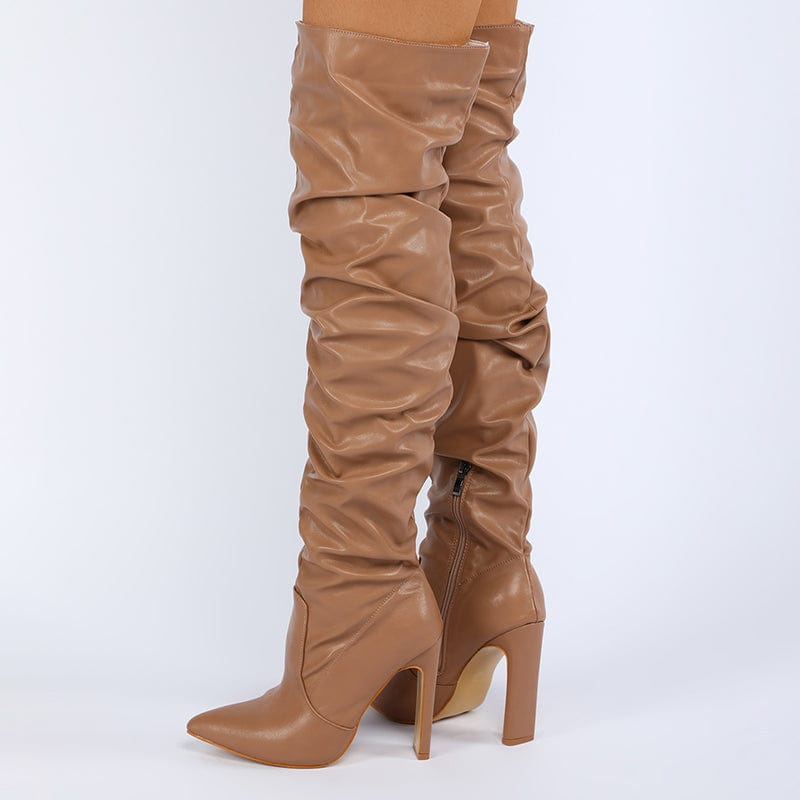 Stiletto Heeled Side Zip Slouchy Boots Newgew
