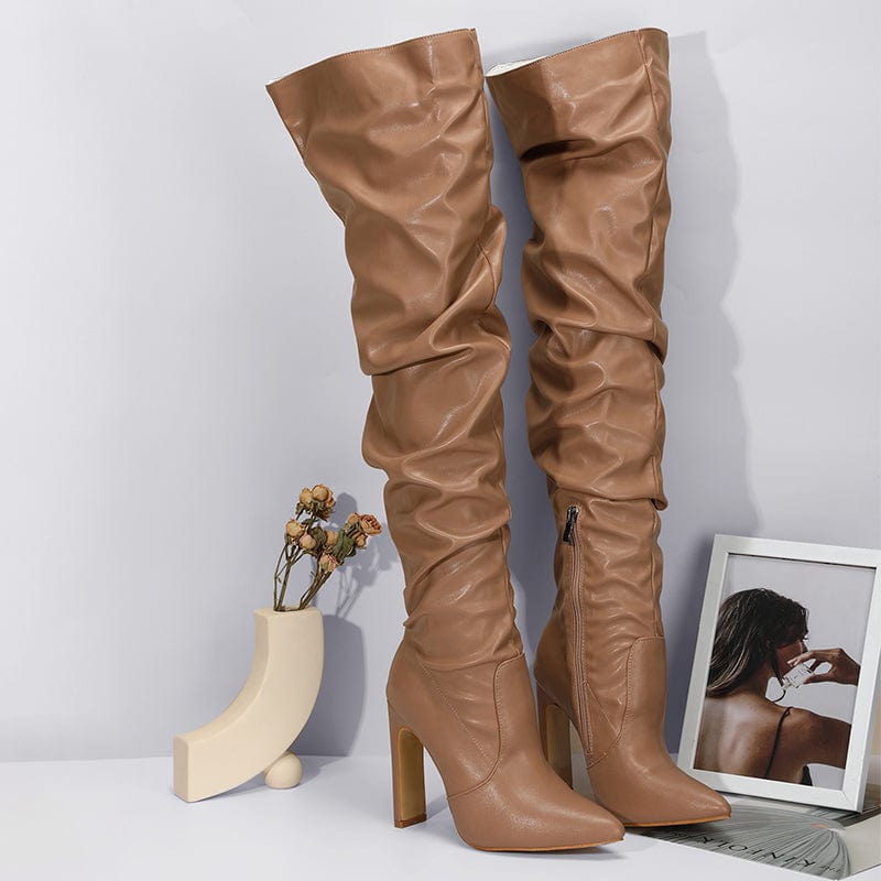 Stiletto Heeled Side Zip Slouchy Boots Newgew