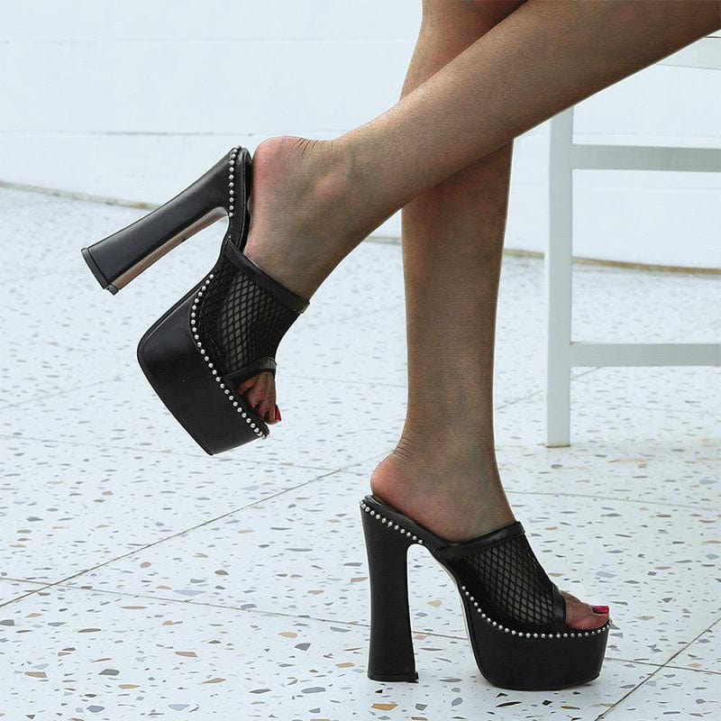 Platform Chunky Heeled Mule Sandals Newgew