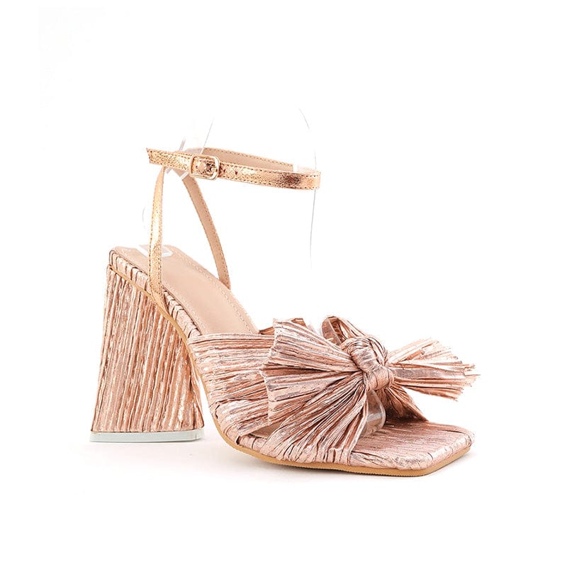 Bow Decor Heeled Sandals Newgew
