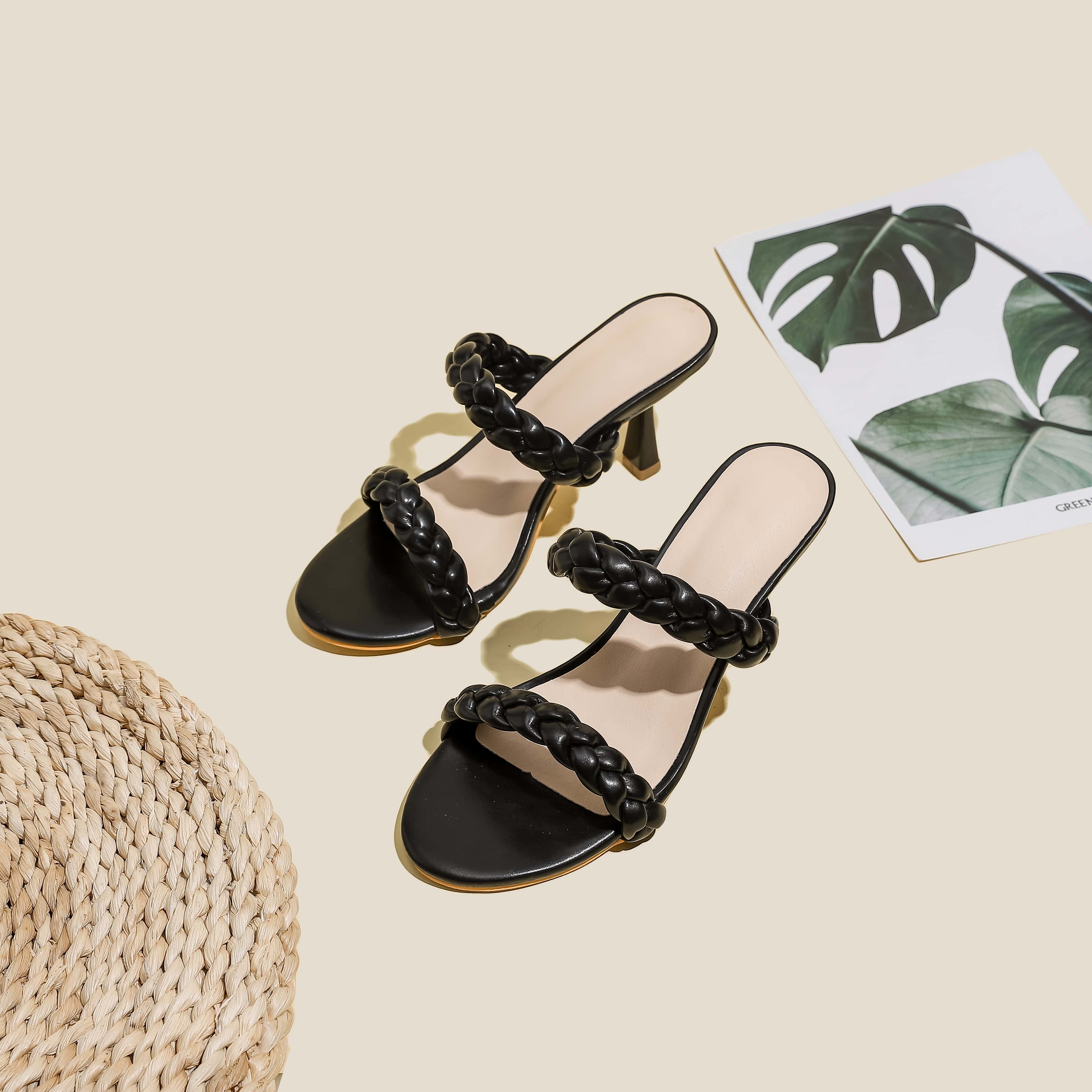 Braided Design Heel Sandals Newgew