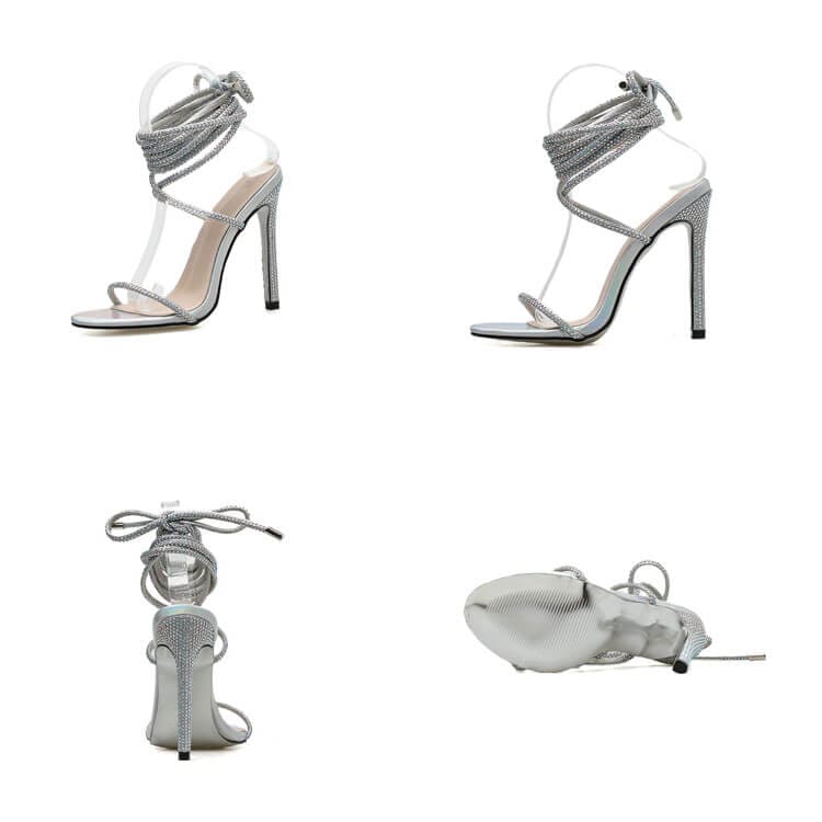 Crystal Heeled Sandals Newgew