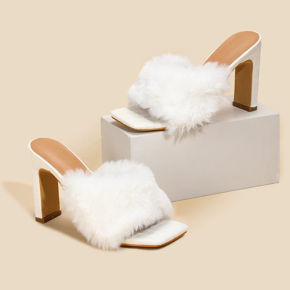 Fluffy Decor Heel Sandals Newgew