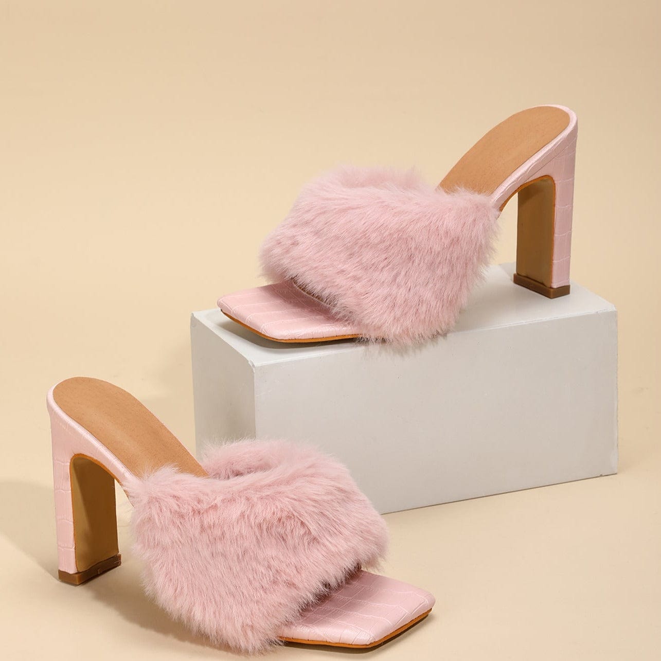 Fluffy Decor Heel Sandals Newgew