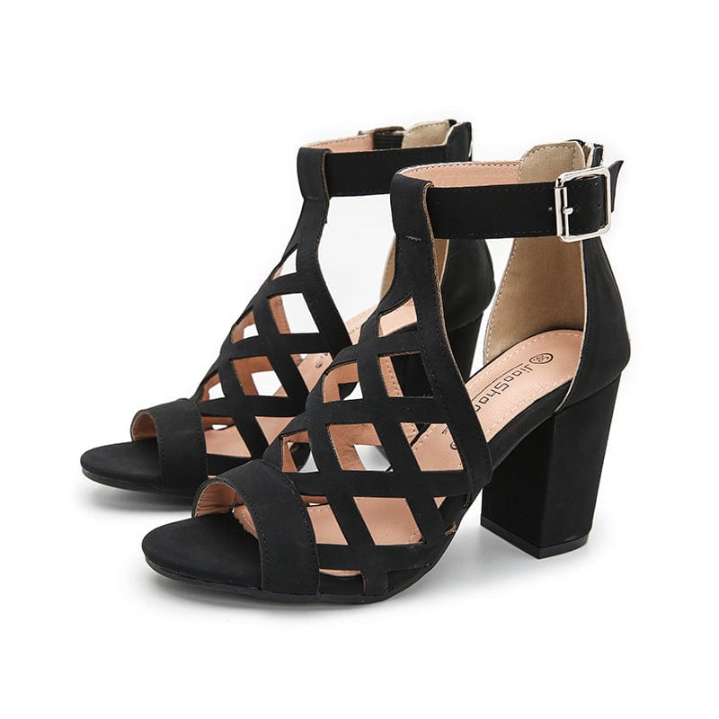 Peep Toe Chunky Heel Sandals Newgew