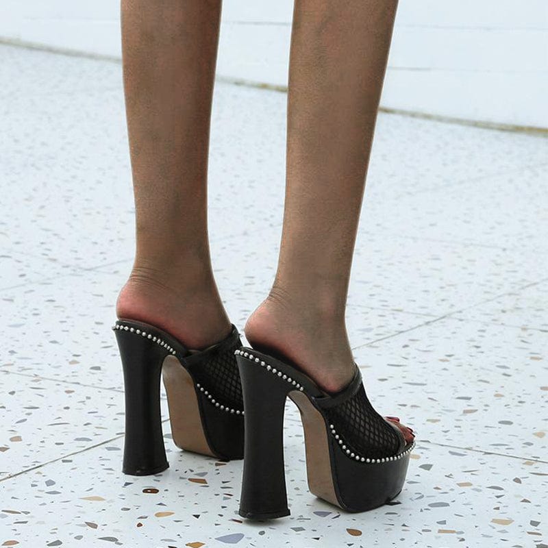 Platform Chunky Heeled Mule Sandals Newgew
