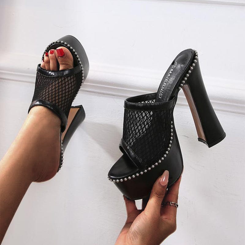 Platform Chunky Heeled Mule Sandals Newgew