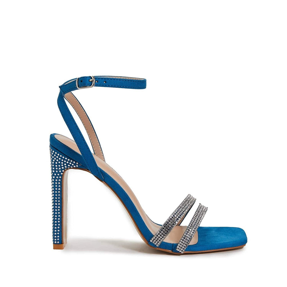 Rhinestone Decor Ankle Strap Heeled Sandals Newgew