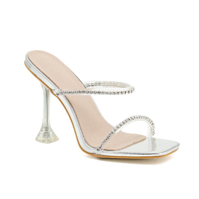 Rhinestone Decor Heel Sandals Newgew