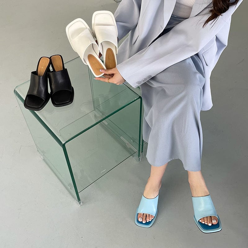 Square Toe  Heeled Sandals Newgew