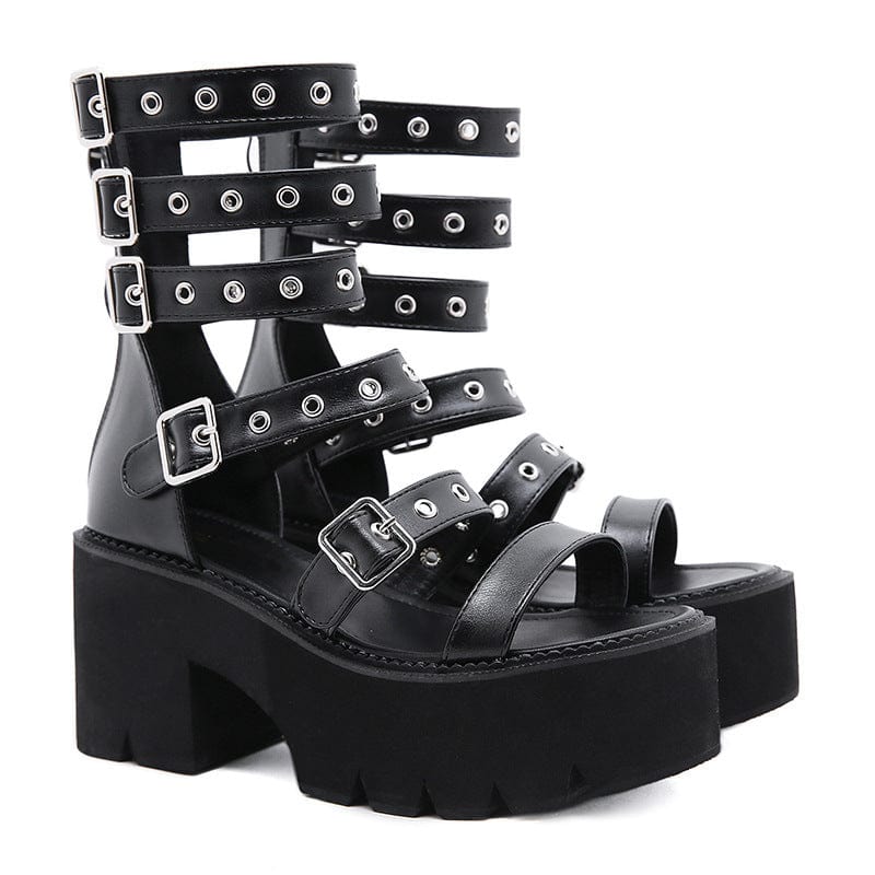 Strappy Buckle Design Heeled Sandals Newgew