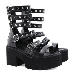 Strappy Buckle Design Heeled Sandals Newgew