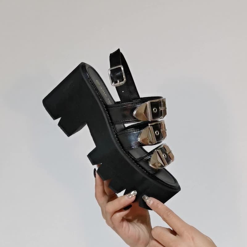 Strappy Buckle Design Heeled Sandals Newgew