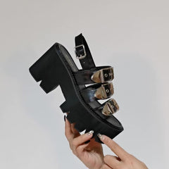 Strappy Buckle Design Heeled Sandals Newgew