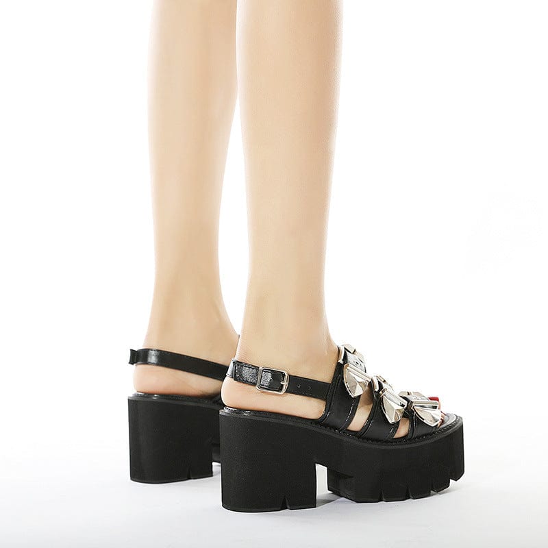 Strappy Buckle Design Heeled Sandals Newgew