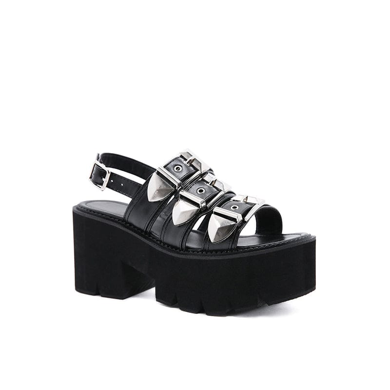 Strappy Buckle Design Heeled Sandals Newgew
