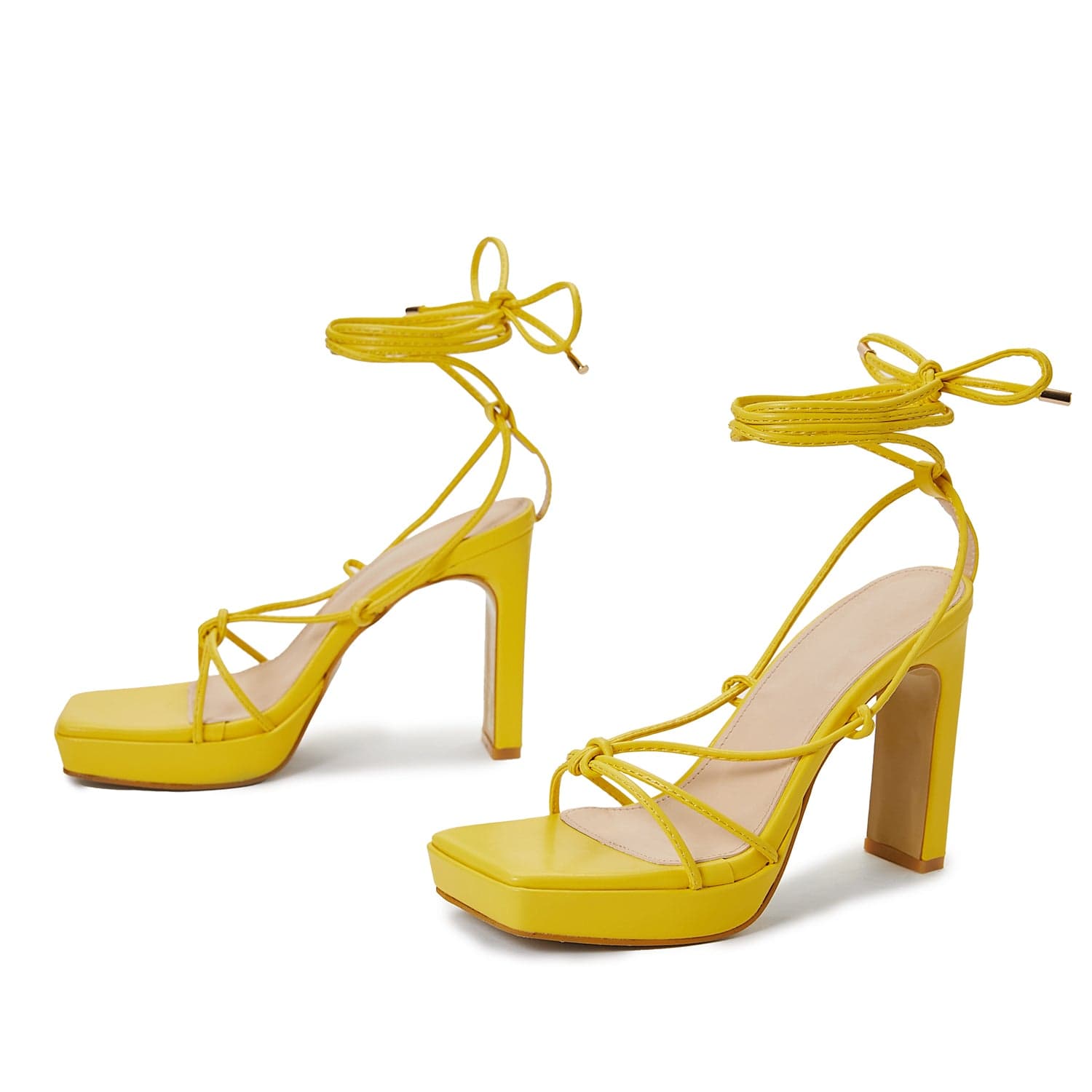 Tie Leg Design Heeled Strappy Sandals Newgew