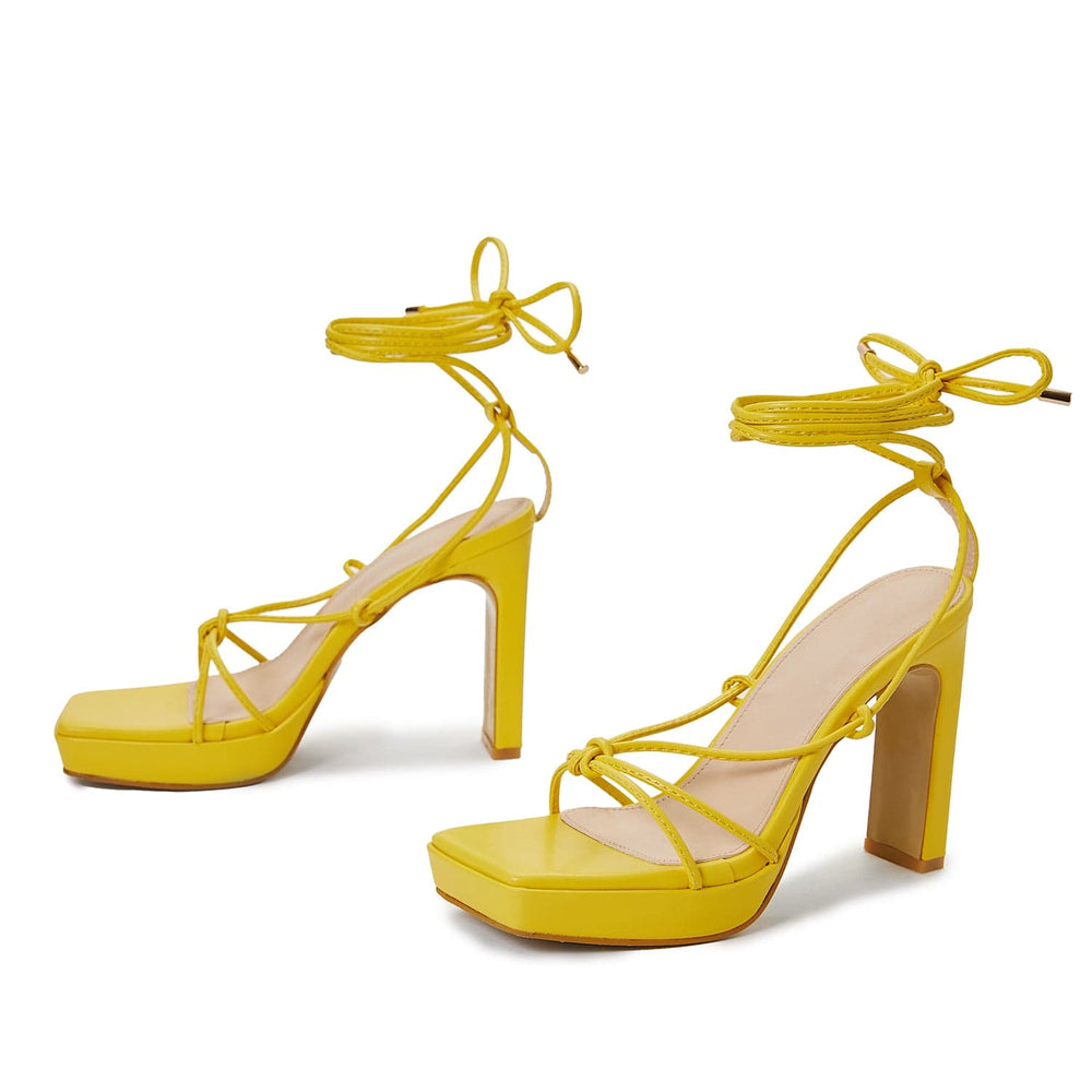 Tie Leg Design Heeled Strappy Sandals Newgew