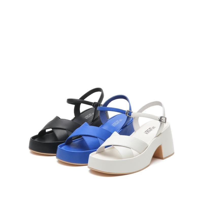 Joy&Peace Ankle Strap Cross Strap Heeled Sandals Newgew