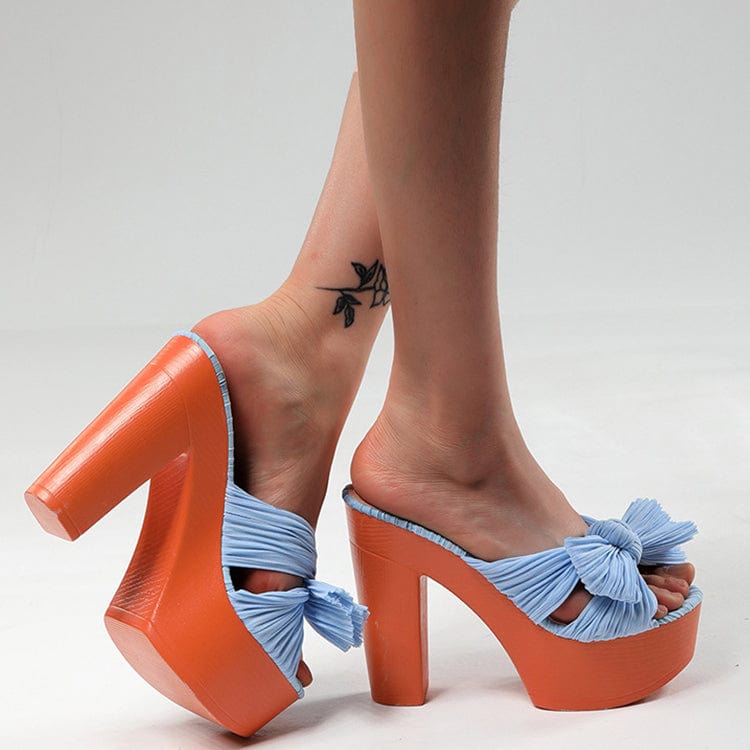 Bow Decor Heeled Sandals Newgew
