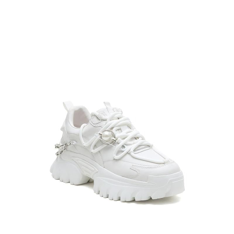 millie's Chain Decor Lace-up Front Chunky Sneakers millie's