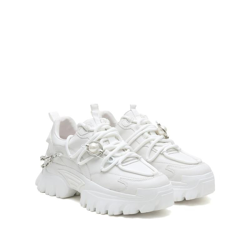millie's Chain Decor Lace-up Front Chunky Sneakers millie's